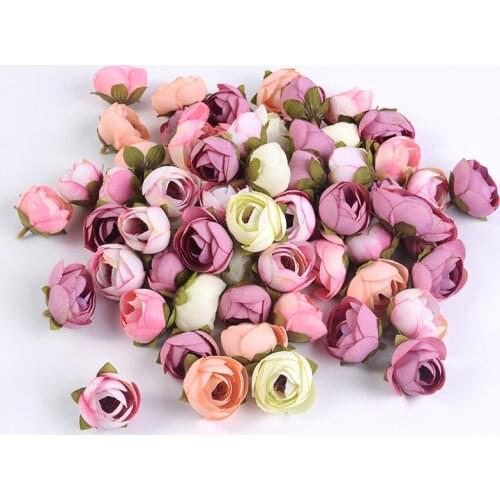 4CM 10PCS Tea Roses Artificial Flower Head Wedding Home Decoration DIY Scrapbooking Bride Mariage Decor Camellia Fake Flower