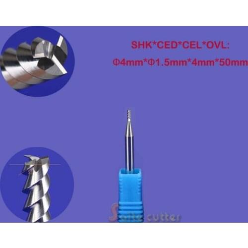 5pcs 1.5*4mm(CED*CEL) SHK 4mm Three Flute Spiral Bits CNC Machine Wood Cutter Knife,Woodworking Milling Engraving Machine Tool