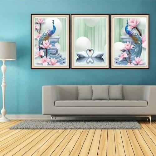 5D Diamond Embroidery Animal Swan Peacock Cross Stitch Diamond Painting Full Square Drill Flower Picture of Decor Wall Art Decor