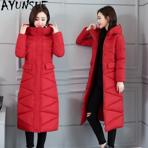 AYUNSUE Womens Jacket Winter Clothes Women Womenswear Long Coat Hooded Parkas Jackets Down Cotton Coats Womens Mujer Chaqueta