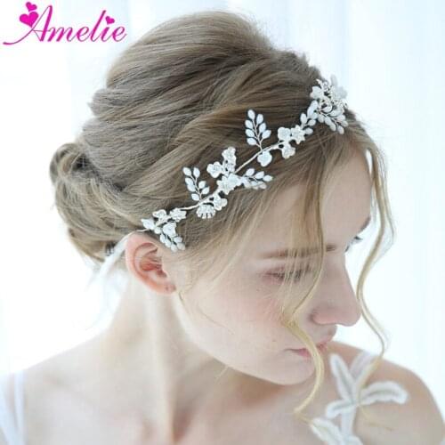 White Resin Floral Accessories Women Headband Wedding Hair Jewelry Headpiece Bridal Hair Vine