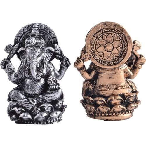 BUF Resin Indian Style Buddhism Ganesha Statue Decoration Home Furnishings Gift Retro Handicrafts God Figure Statue Sculpture