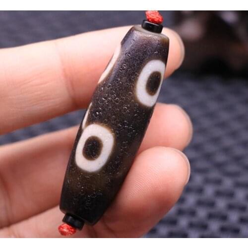 Rare Pattern Tibetan Old Agate 3 EYE STAR Totem 49mm dZi Bead