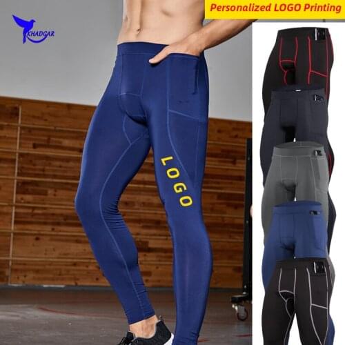 Quick Dry Elastic Running Tights Men Sportswear Compression Leggings Gym Fitness Workout Training Pants Yoga Bottoms Personalize
