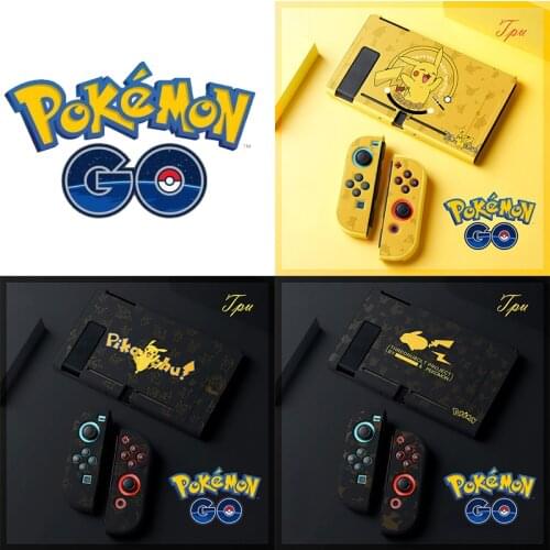 Pokemon Pikachu Nintendo Switch Case Cute Anime Cartoon Full Cover Split Shell Game Controller Hard TPU Protector NS Accessories