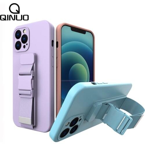 Running Sports Crossbody Lanyard Case For iPhone 11 12 Pro Max XS X XR 8 7 Plus SE 2020 Wrist Strap Holder Liquid Silicone Cover