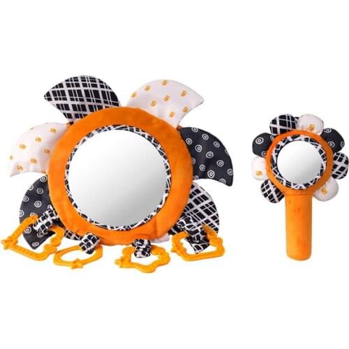 1 Set Baby Mirror Sunflower Shape Lovely Exquisite Baby Plush Hand Bell for Bed