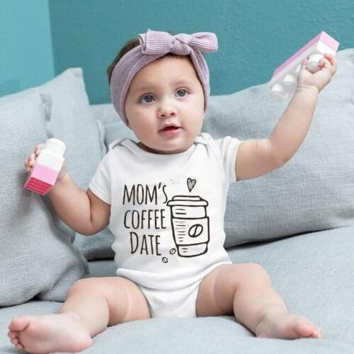 Moms Coffee Date Baby Boys Girls Funny Print Newborn Bodysuit Baby Shower Gift Toddler Short Sleeve Playsuit Fashion Clothes