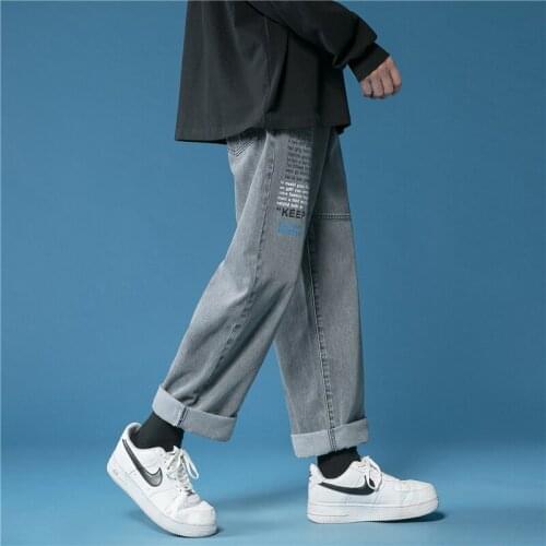 GlacialWhale Mens Jeans Men Fashion Denim Pants New Straight Baggy Japanese Streetwear Korean Style Trousers Black Jeans For Men