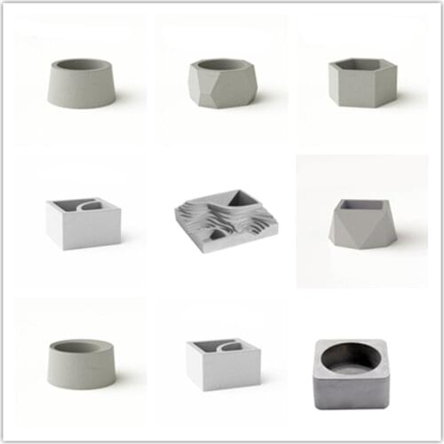 Creative Garden Decorating Concrete Planter Silicone Pot Molds DIY Cement Flowerpot Making Mold 3D Clay Vase Mould