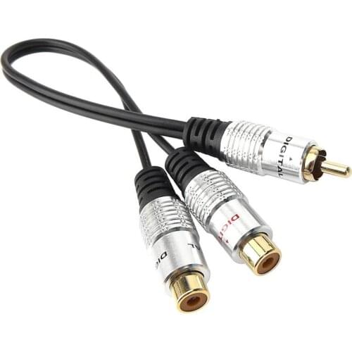 Metal RCA Female to Dual 2-RCA Male Gold Plated Adapter, Stereo Splitter Y Audio Cable(RCA F-2 RCA M) (1 Male to 2 Female)