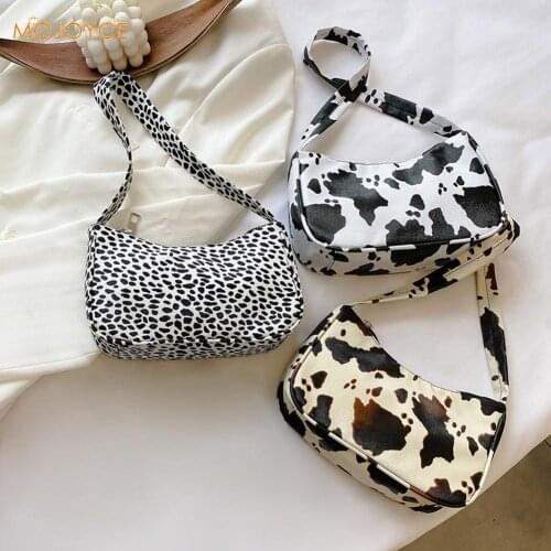 Fashion Exquisite Shopping Bag Portable Women Leather Shoulder Bag Cow Print PU Handbags Lady Shopping Purse
