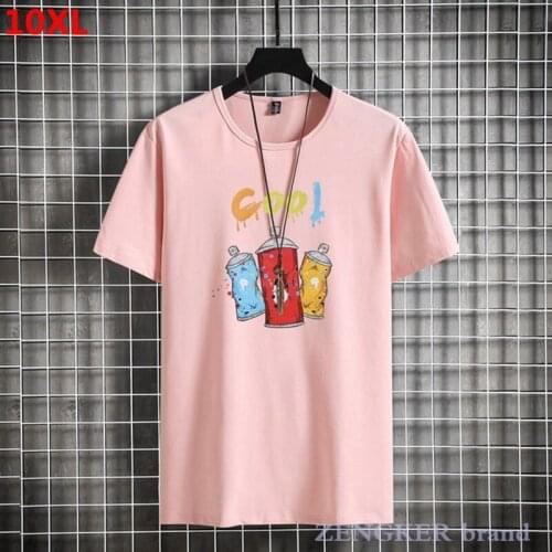 Large size cotton t-shirt mens short-sleeved Korean version trend loose mens round neck students men t-shirt 10XL 9XL 8XL 7XL