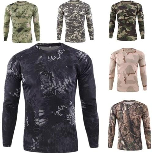 Men Outdoor Military Tactical Army Shirt Breathable Quick Dry Breathable T Shirt Camping Travel Fishing Sports Long Sleeve Tops