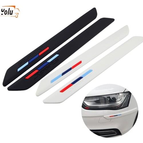 YOLU Car Rubber Front+Rear Bumper Scratch Protector Strip Corner Guard Sticker Black/White Edge Protection Styling Mouldings