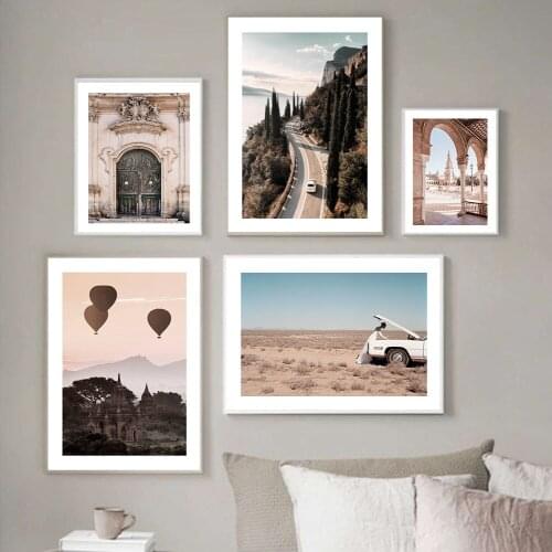 Nordic Landscape Posters Canvas Painting Prints Spain Square Sicilian Door Lake Garda Wall Art Pictures For Home Room Decor