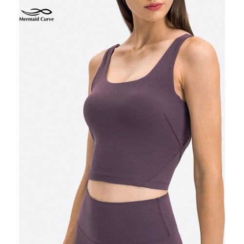 2021 Autumn New Removable Padding Tank U Shaped Beautiful Back Yoga Vest Women Skin Friendly Sports Bras Workout Top Push Up