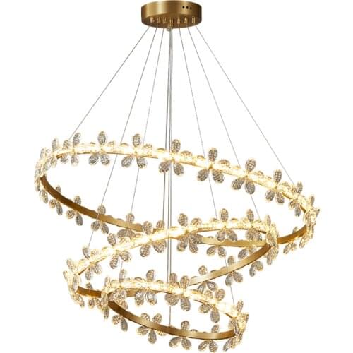 New Modern Brass Chandelier Lighting Luxury 3 Tier Crystal Suspension Lamp Living Room Restaurant Staircase LED Dimmable Lamp