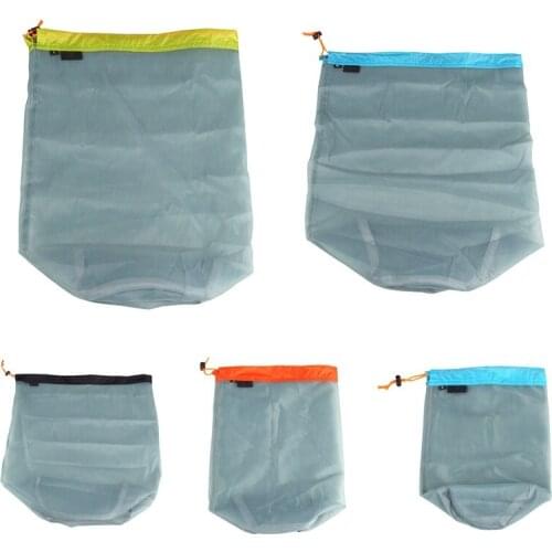 New Ultralight Drawstring Mesh Stuff Sack Storage Bag For Outdoor Tavelling Camping Hike Climbing Laundry Cloth Pouch Clothing
