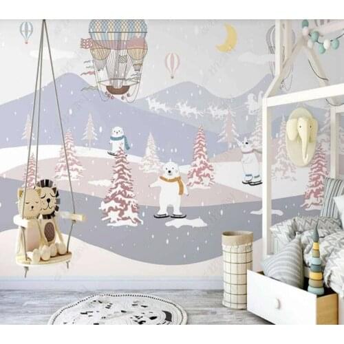 Custom papel parede cartoon hot air balloon cartoon bear childrens room for living room bedroom decoration wallpaper