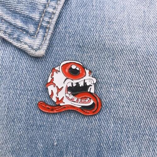 Exaggerated Punk Horror Halloween Eyes Eyeball Tongue Enamel Brooch Pin Alloy Badge Clothes Bags Accessories Jewelry Gifts
