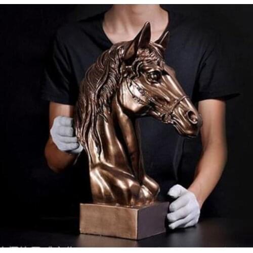 Old antique Arts & Crafts Horse head Sculpture crafts home birthday business gift horse resin crafts creative wedding decoration