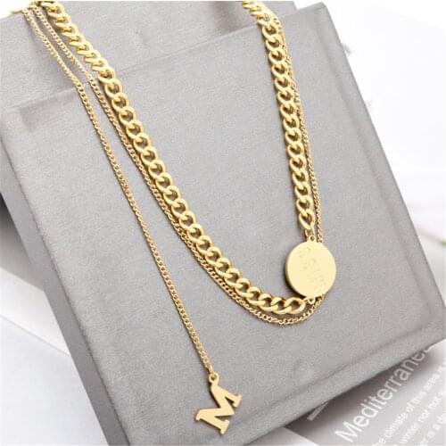 316L Stainless Steel English Letter Necklace Personality Fashion Net Red Hip Hop Titanium Steel Non-fading Simple Necklace