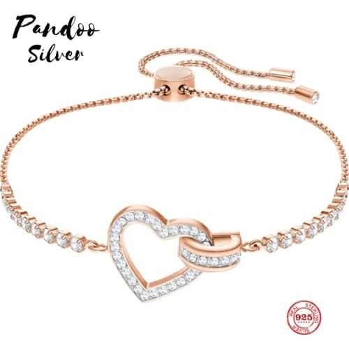 PANDOO Fashion Charm Pure 925 Silver Original 1:1 Copy, Romantic Feminine Love Wild Bracelet Female Luxury Jewelry Gifts