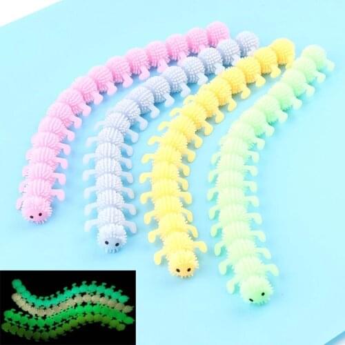 Luminous Caterpillar Anti Stress Face Reliever Colorful Autism Mood Squeeze Relief Healthy Toys Funny Gadget Children Gift Kids