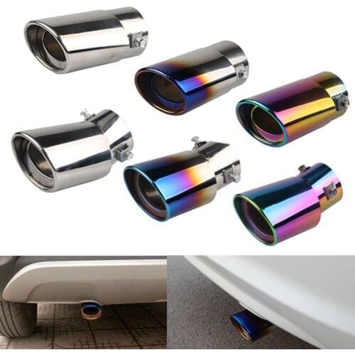 1 Pcs Universal Car Exhaust Muffler Tip Round Stainless Steel Pipe Chrome Tail Muffler Exhaust Tip Pipe Car Accessories