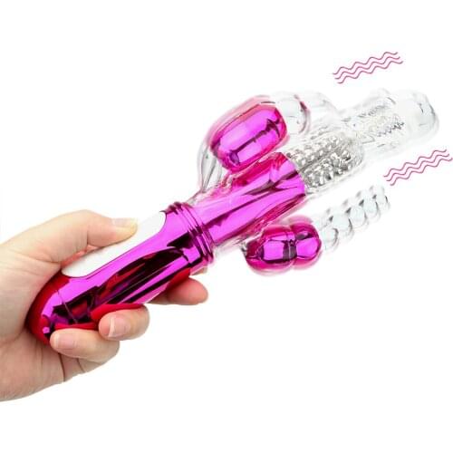 IKOKY Transfer Beads AV Rod Clitoris Stimulation Rabbit Vibrator 360 Degree Rotation Dildo Vibrator G-Spot Vagina Massager