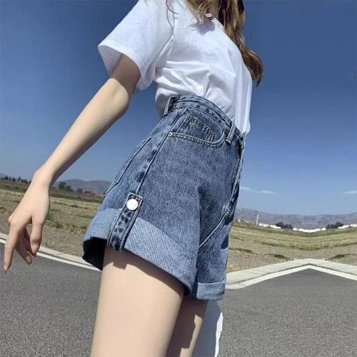 High waisted denim shorts for womens loose fit sexy shorts for women shorts women jeans Sashes Cotton Solid Casual