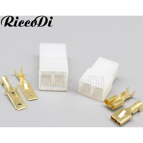 1-20kits 2 Pin Unsealed Automotive Plug Female Male Electric PA66 Connector With Terminal Pins 180924-5 180923-5