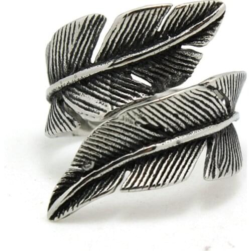 1pc Newest Mens Boy Leaf Ring 316L Stainless Steel Simple Design Ring
