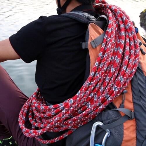 100m 10mm Kernmantle Static Rope Rock Climbing Rescue Sling Cord Black/Red/Orange