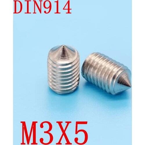 1000pc DIN914 m3x5 M3*5 Stainless Steel Metric Thread Grub Screws Cone Point Hexagon Socket Set Screws Headless