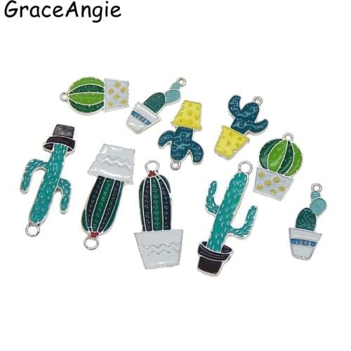 Mix Color 5PCS Cactus Charm For Necklace Bracelet Plant Pendant Jewelry Findings Handmade Craft DIY Earrings Necklace Bracelet