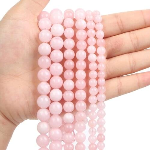 6/8/10mm Natural Stone Pink Morgan Round Beads Loose Spacer Bead For Jewelry Making DIY Accessories