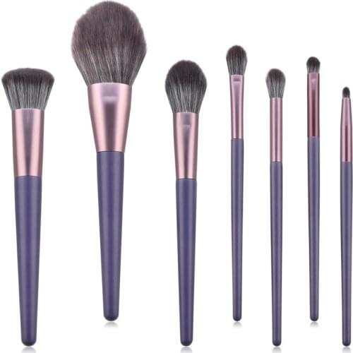 7pcs Pro Makeup Brushes Set Eyeshadow Loose Powder Foundation Blush Lip Brush Beauty Cosmetic Tool for Women and Girls