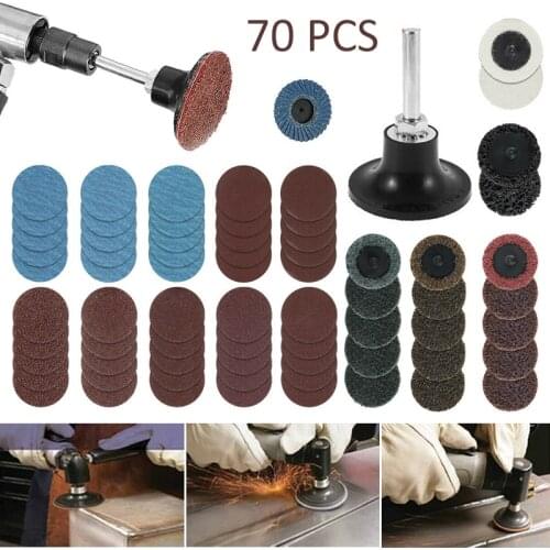 70pcs Sanding Discs Set Mini Flap Disc Roll Lock Surface Conditioning Discs Sandpaper With 1/4" Shank Disc Holder