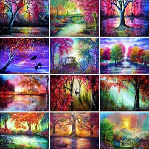 Forest Scenery 5D Diy Diamond Painting Full Square Round Diamond Embroidery Handmade Mosaic Rhinestone Modern Home Decoration