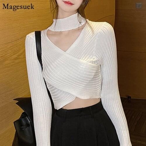 Spring New Solid Woman Shirts Tops Cross Sexy V Neck White Blouse Femme Casual Long Slevee Blouses Women Clothing Blusas 13312