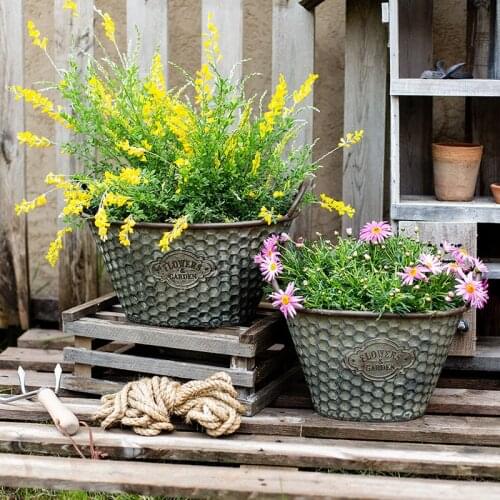 Large Basket Flower Pot Iron Stand Indoor Wrought Propagator Kits American Style Creative Terracotta Pots Home Garden EF50FP