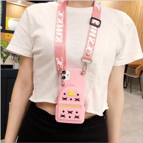 For redmi 9A 9C 7A 8A note 8 7 pro 8T 9 9s Cases 3D Cute Wallet DIY Lanyard phone Case For Xiaomi Mi 10 Lite 10T Soft Bags Cover