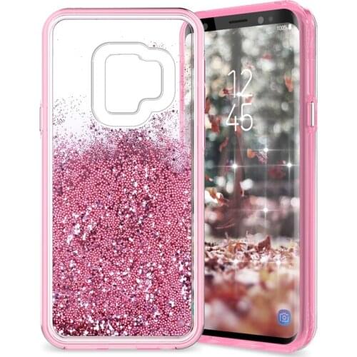 GrandEver 2 in 1 Hard Quicksand Case For Samsung Galaxy S9 Cover For Glitter Bling Dynamic Liquid Capa For Samsung Galaxy S9plus