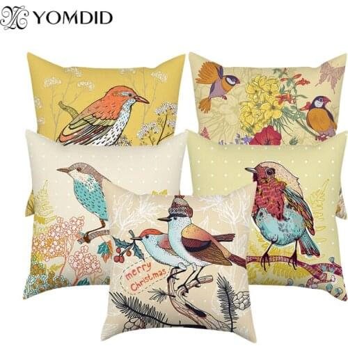 Decorative pillow case 45*45 cushion covers birds series polyester peachskin pillowcase home decor funda cojines dormitorio