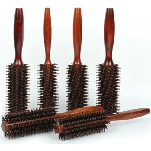 Wood Round Hair Curly Comb With Ball Tip Anti Static Natural Styling Hair Brush Barber Tool Wood Round Comb