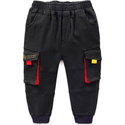 Kids Boys Cargo Pants Autumn Children Girls Trousers Fashion Cotton Overalls Pants Solid Patch Pocket Pants