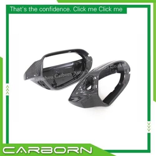 For Audi A6 S6 RS6 Replacement Style Carbon Fiber Mirror Cover Body Side Rear View Mirrors with Side Assist