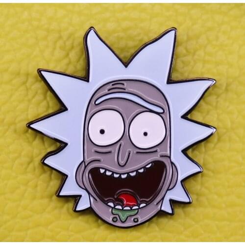 Scared face Rick enamel pin blast rock brooch cute cartoon pins funny adventure jewelry gift jackets backpack badge accessories